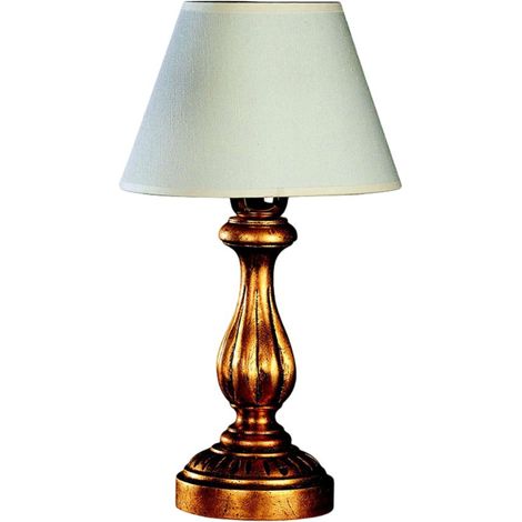 Lumetto In Legno Classico Oro Con Paralume 1 Luce Allodola