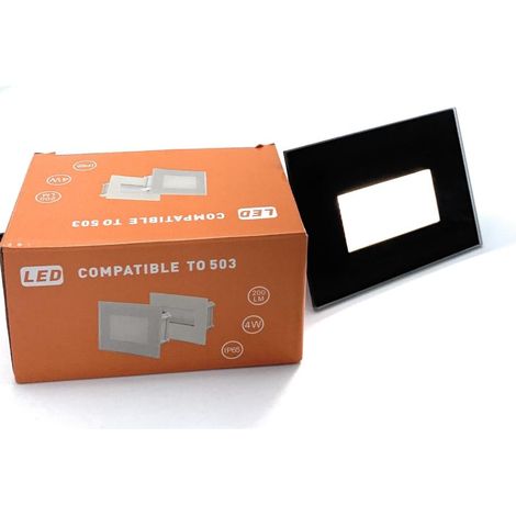Segnapasso Led 4W Incasso Cassetta 503 Ip65 Cornice Vetro Nero Luce Naturale 4000K (1/4)