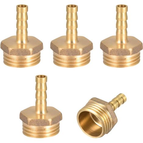 5 pièces Raccord cannelé tuyau en laiton connecteur 6mm Barbeléx1/2" G Mâle Raccord Tuyau D'arrosage, Connecteur Cannelé En Laiton Pour Pompe Eau (1/4)