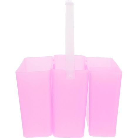 Bassin à Pinceaux d'artiste Trois Plastique Rose Compartiments Détachables, Poignée Intégrée, Compact et Portable pour Petits Ateliers et Cours d'art (1/5)