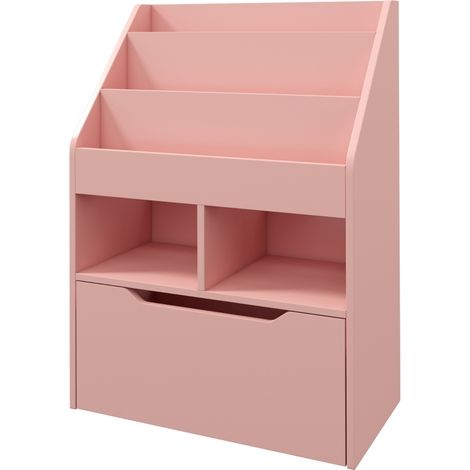 Libreria per bambini con cassetto e 5 scomparti rosa 60 x 29,9 x 90 cm (1/4)