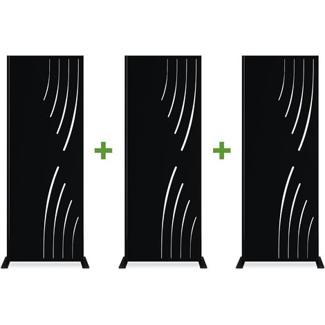 Set mit 3 dekorativen Paneelen VELETA Schwarz H.160cm, rechte Seite mit Mustern (1/5)