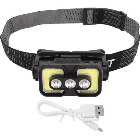 Lampe frontale LED COB K361 rechargeable USB, projecteur étanche IPX4, éclairage vélo extérieur, lampe torche frontale puissante, 3 modes, pour camping et randonnée. (1/5)