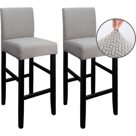 Serbia – Set of 2 stretch bar stool covers – Polyester and fleece – Machine washable – Dimensions 35-48 cm – Taupe color