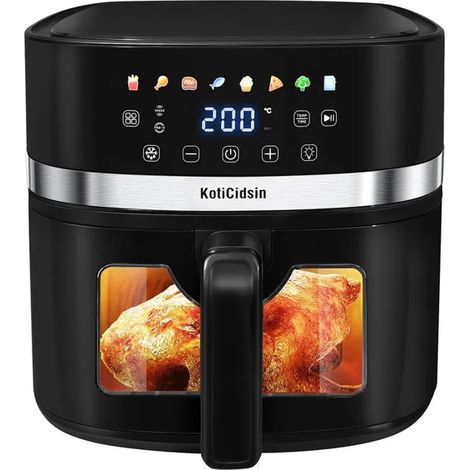 Friteuse sans huile 8,5L 2000W – Écran tactile LED – 8 programmes – Plage de température 80–210 °C – Pour 8 personnes – Koticidsin