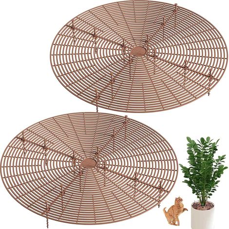 Plant Pot Protection 2 Pcs Large Mesh for Flower Pots Cuttable with Deep Pegs, Flower Pot Cover, Pets 52 cm (Brown)