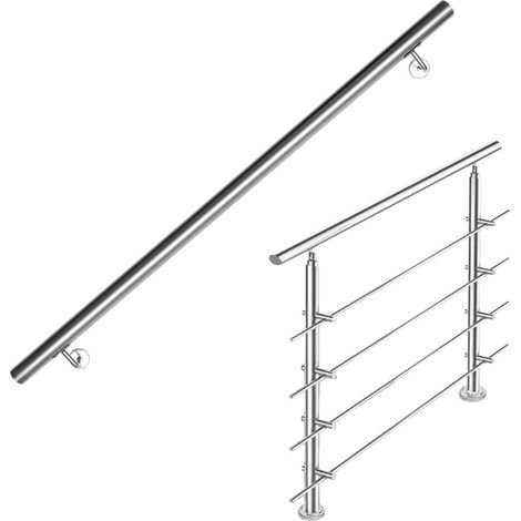 Randaco Rampe d'escalier extérieure en inox pour extérieur ensemble pour escaliers Balustrade Jardin Balcon(120 cm, 4 Barres transversales)