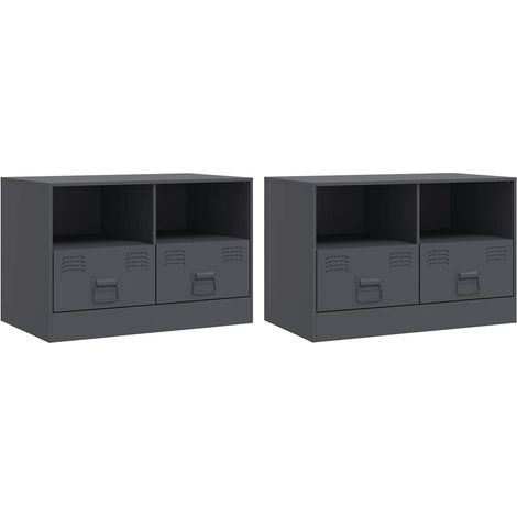 Maison Exclusive - TV-Schränke 2 Stk. Anthrazit 67x39x44 cm Stahl