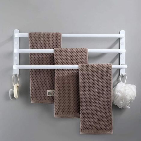 Porte Serviettes Mural - 3 Niveaux - Aluminium Blanc - 30 Cm - Fixation Incluse (1/5)