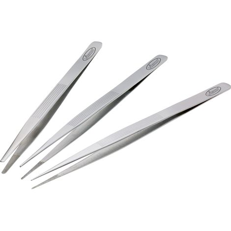 Vigor V1438 Kit pinzette 3 parti Piatte-tonde, Tronco di cono, Acuminate (1/4)