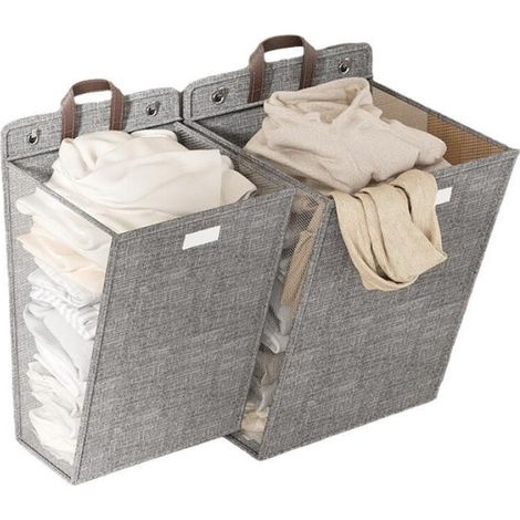Pliable, Panier à Linge, Panier à Linge Multifonctionnel, Filet à Linge Mural Sans Perforation, Rangement des Vêtements (1/4)