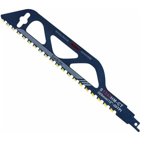 Pair Lame de scie alternative en acier au carbure de tungstène Pour métal, bois, pierre, béton cellulaire, brique et panneaux de ciment Longueur 305 mm (modèle S1243HM)