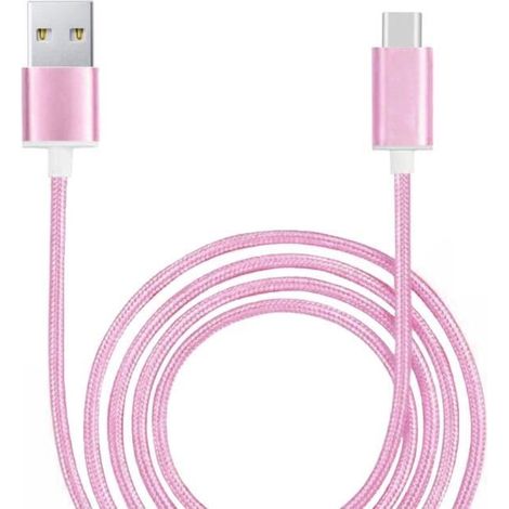 Cable Tipo C para Realme C53 India en Nylon Trenzado Sincronización Rápida - Transferencia de datos - ROSA