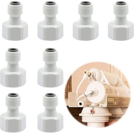 Pieces Water Filter Connector Purifier Adapter - Feed Hose Connection 1/2" Threaded Fitting Convert to 1/4" Quick Connect for Connecting Refrigerator Pipe Fittings (1/5)