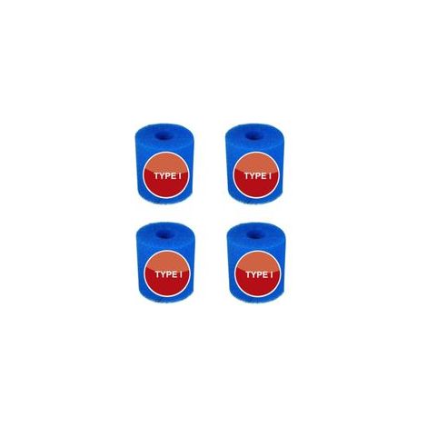 4 cartuchos de filtro de espuma azul reutilizables para piscinas, 8,8 x 7,8 cm, Tipo I, para el mantenimiento de sistemas de filtración de arena (I)