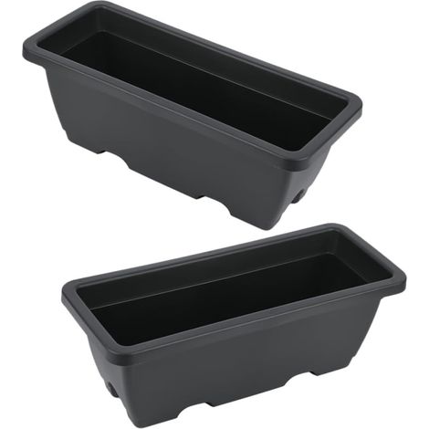 2 pièces Jardinière Rectangulaire avec Bac de Drainage Moyenne Pots de Plantation pour Fraises et Légumes pour Intérieur et Extérieur Jardin et Balcon Noir (1/5)