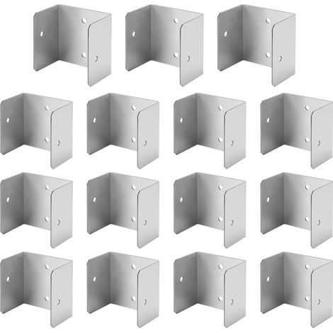 Lot de 15 clips de panneau de clôture de 50 mm, supports de fixation en U galvanisés pour poteaux en bois (1/5)