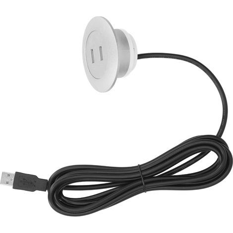 Prise USB encastrable pour chevet, canapé, fauteuil inclinable, accessoire double port USB, chargeur 5V 2,5 m, argent (sachet bulles + sachet PP) (1/5)