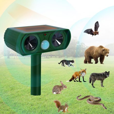 1 Répulsif Ultrason Solaire, Détecteur Mouvement, Étanche IPX4, Pour Jardin Cour Camping