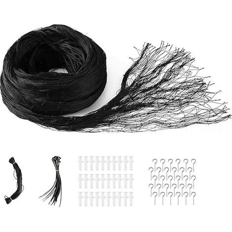 Cat Netting for Balcony, 3x4m, Nylon Heavy Duty Netting, Reinforced Anti-Scratch Protective Net for Balcony, Staircase, Window, Garden (Black) (1/5)