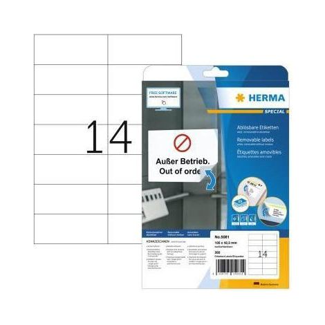 Universaletikett 105 x 42,3 mm (B x H) wieder ablösbar Papier weiß 350 Etik./Pack. (1/4)