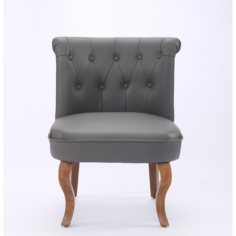 Grauer Ledersessel mit Gummibaumholz-Beinen 56 x 60,5 x 72,5 cm MODENUIT (1/5)