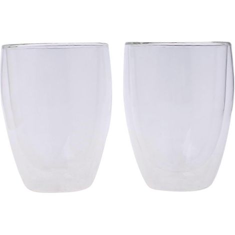 Kaffeebecher, doppelwandig isoliert, durchsichtige Gläser, Tee- und Cappuccino-Tassen-Set, 12 Unzen (1/5)