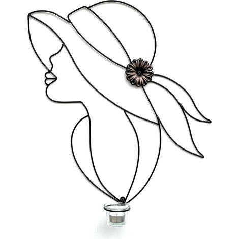 DanDiBo Wandteelichthalter Metall Schwarz 50 cm Dame Wandkerzenhalter 96324 Teelichthalter Wand Teelicht Wandleuchter
