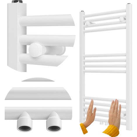 Radiateur Sèche-Serviettes Salle de Bain Granitan Raven 90x50 cm Blanc 344W 13 Barres (1/5)