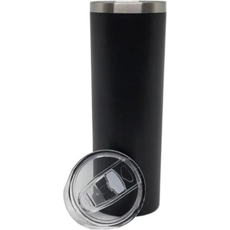 20oz Gobelet Isotherme avec Couvercle, Double Paroi en Acier Inoxydable, Tasse à Café Isolée Noire, Verre à Glace Portatif (1/5)