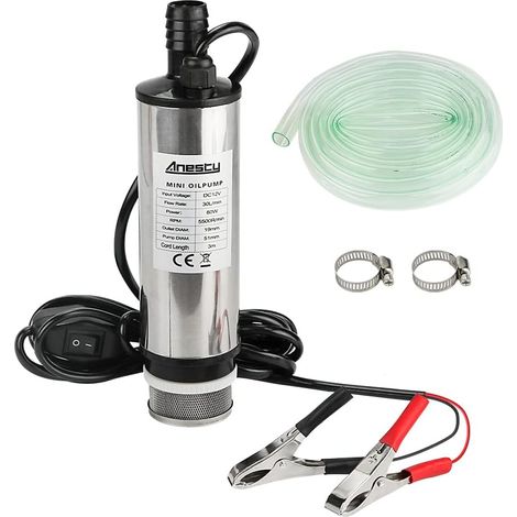 12V Pompe à Huile, Pompe Carburant avec Clip, Pompe Submersible Acier Inoxydable 51mm, Pompe de Transférer Diesel, Huile, Eau, Pompe de Véhicule avec Filtre Amovible, 3m Cordon D'alimentation (1/5)