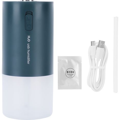 Diffuseur d'aromathérapie USB 300 ml pour chambre, veilleuse intégrée, humidificateur de bureau, rechargeable, vert (1/5)