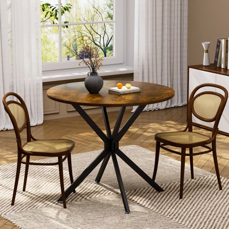 Table ronde in truciolato e acciaio marrone rustico e nero Ø90x78 cm per 1-4 persone (1/5)