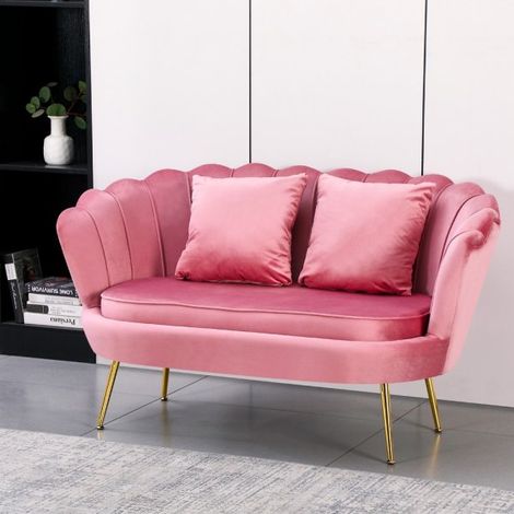 Divano 2 Posti Orel a Conchiglia in Velluto Rosa – Design Elegante e Avvolgente