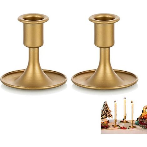 Lot de 2 bougeoirs coniques dorés - Bougeoir conique - Bougeoir doré - Or - Bougeoir décoratif - Convient pour la décoration de table, les banquets de mariage - Or (1/5)