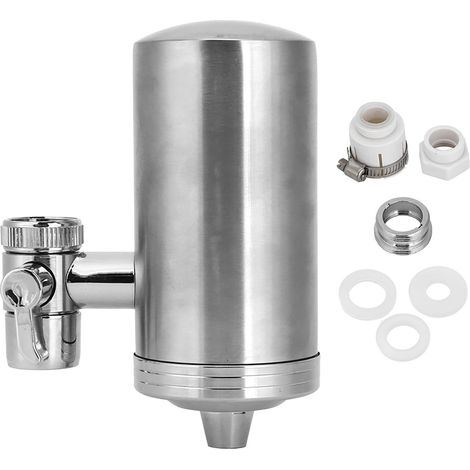 Filtre à eau monté sur robinet, purificateur de robinet d'évier de cuisine en acier inoxydable domestique pour réduire le chlore et le plomb (1/5)