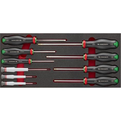Modulo mousse 10 cacciaviti Protwist Torx - FACOM - MODM.AT6PB - 10x75 a 40x150 mm