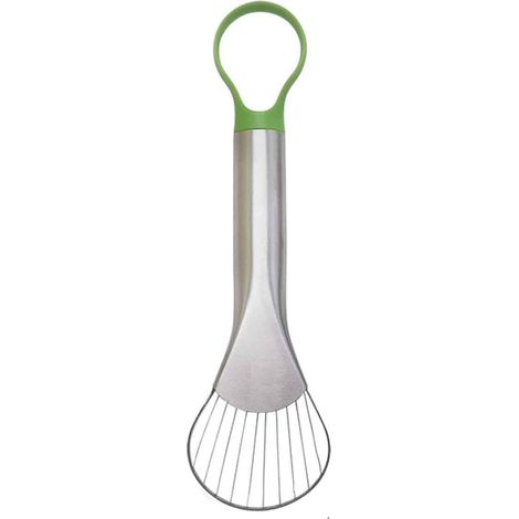 Cortador de aguacates Barhoo, herramienta multifuncional 1 en 1, pelador y 2 cucharas, para cocina, comedor y bar, color plata.