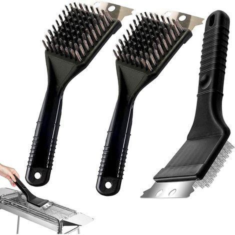 Brosse pour barbecue 3 en 1 avec grattoir intégré, idéale pour barbecue au charbon de bois, barbecue électrique et fumoir. (1/5)