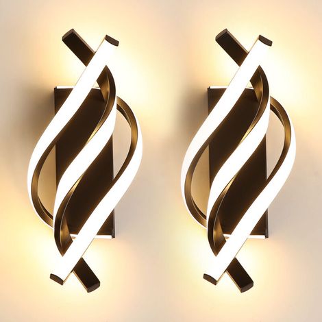 BOMCLAP Lot de 2 appliques murales LED, lampe de chevet LED en aluminium, lumière blanche chaude 3000 K (noir) (1/5)
