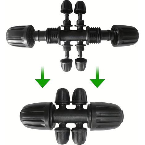 Raccords d’Irrigation pour Jardin – Tuyau Ø Intérieur 0,8 cm avec Connecteur en T à Barbillon Verrouillable, 6 Canaux (1/5)