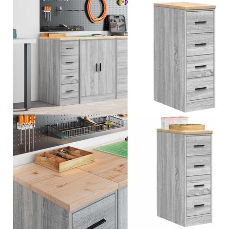 vidaXL Armoire de rangement de garage sonoma gris 30x51x85 cm bois pin (1/5)