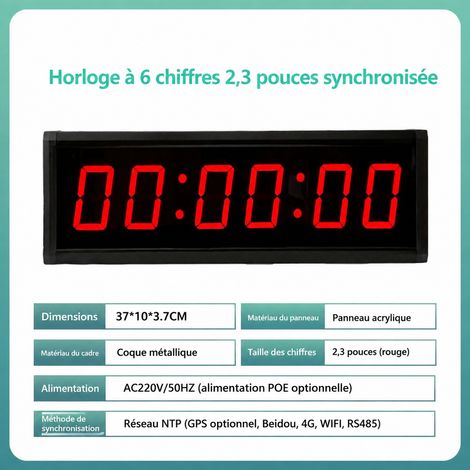 Horloge murale digitale LED synchronisée NTP 2,3 pouces 6 chiffres 2.3 6 1 kg – Livraison gratuite
