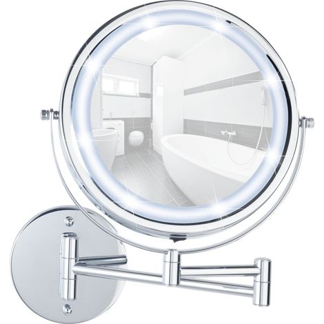 Wenko Espejo cosmetica LED Mural con brazo articulado Lumi Power Loc, Metallo, 22.5 x 14 x 36 cm (1/5)