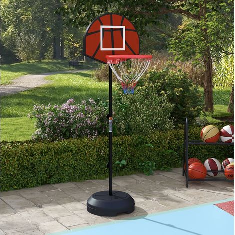 Verstellbarer Basketballkorb 129–179 cm mit Ständer, magnetische Dartscheibe, braun OKMYHOME (1/5)