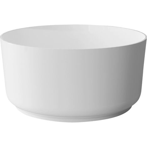 Baignoire îlot en fonte de marbre ESTATIS ø110x51cm, Blanc mat (1/4)