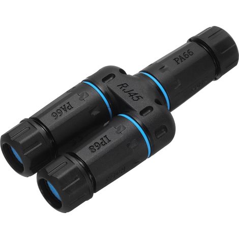 Connecteur RJ45 femelle étanche vers répartiteur 1 entrée 2 sorties Ethernet IP68 pour câble LAN extérieur compatible Cat5/Cat5e/Cat6/Cat7/Cat8 (1/5)