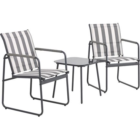 Salon de Jardin 3 Pièces "Namur" 82cm Gris (1/5)