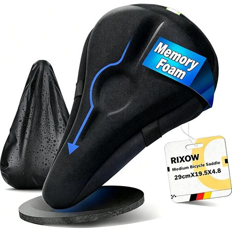 Housse de Selle de Vélo, Couvre Selle Velo avec Protege Pluie Velo, Coussin Velo pour Hommes et Femmes, Mémoire de Forme Confortable, 29x19.5cm pour VTT, Vélo de Route, E-Bike (1/5)