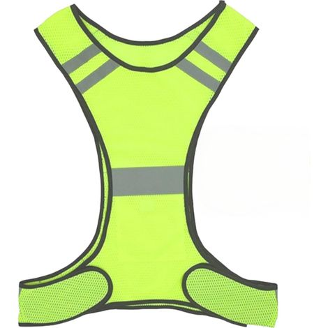 Gilet de Sécurité Réfléchissant, Haute Visibilité Gilet Jaune pour Velo, Course, Jogging, Réglable Gilet Reflechissant pour Hommes, Femmes